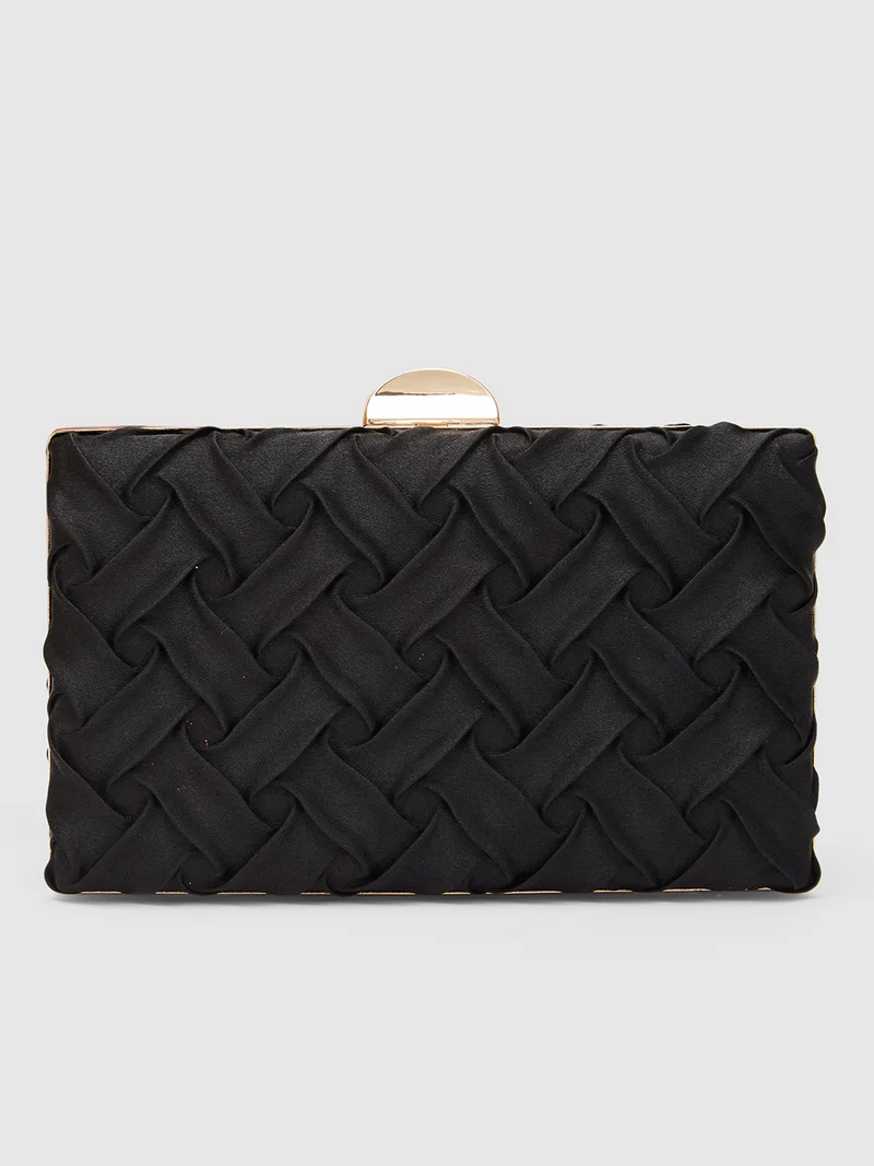 جلو باص Globus Women Black Textured Party Box Clutch